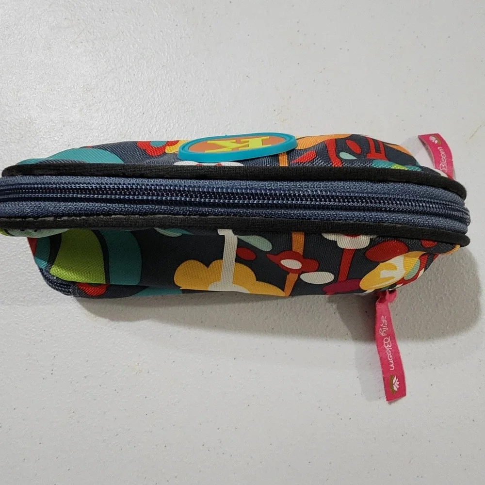 Lily Bloom Floral Initial K Cosmetic Accessory Bag Recycled Polyester Pouch